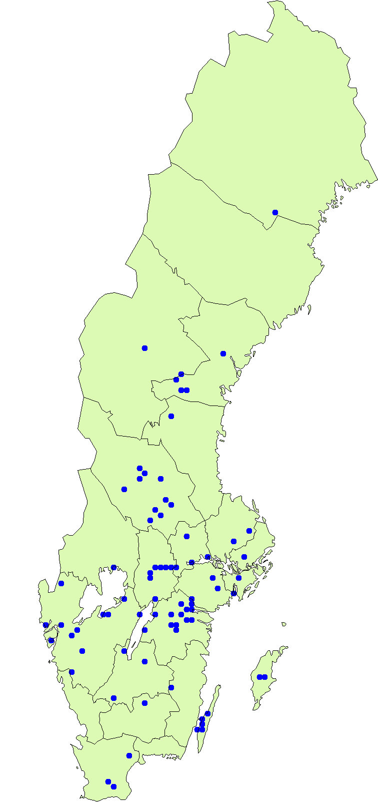 Utbredningskarta för sydlig kantmusseron