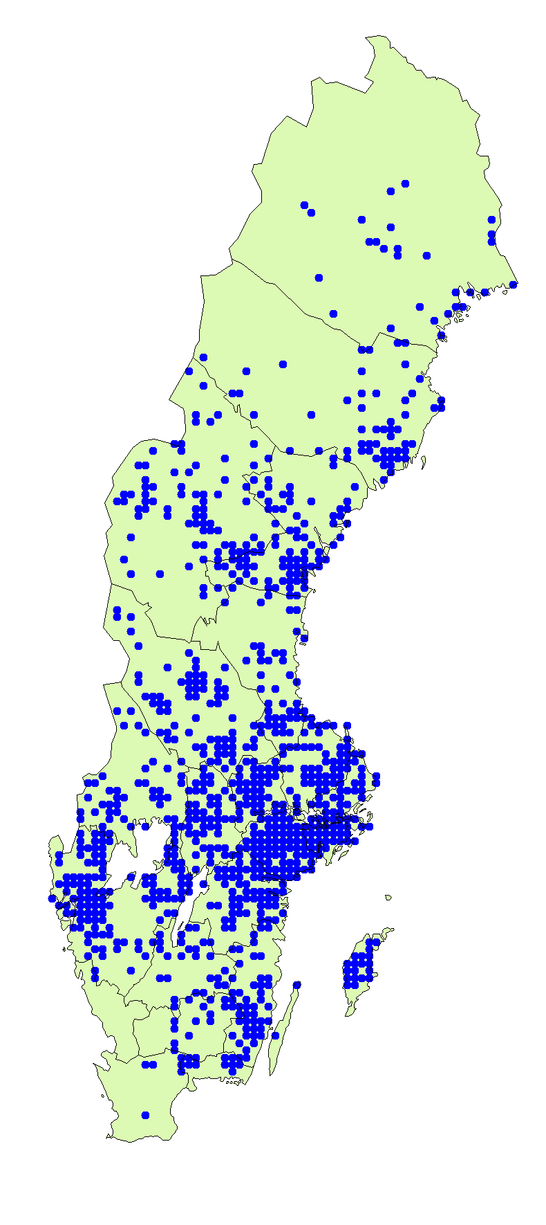 Utbredningskarta för fårticka