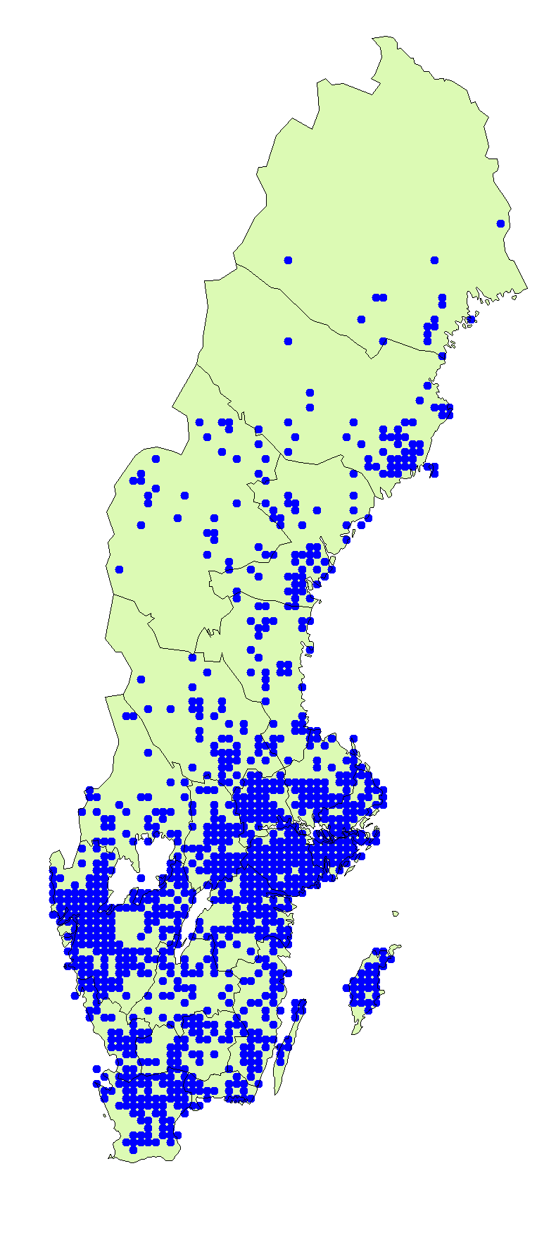 Utbredningskarta för trattkantarell