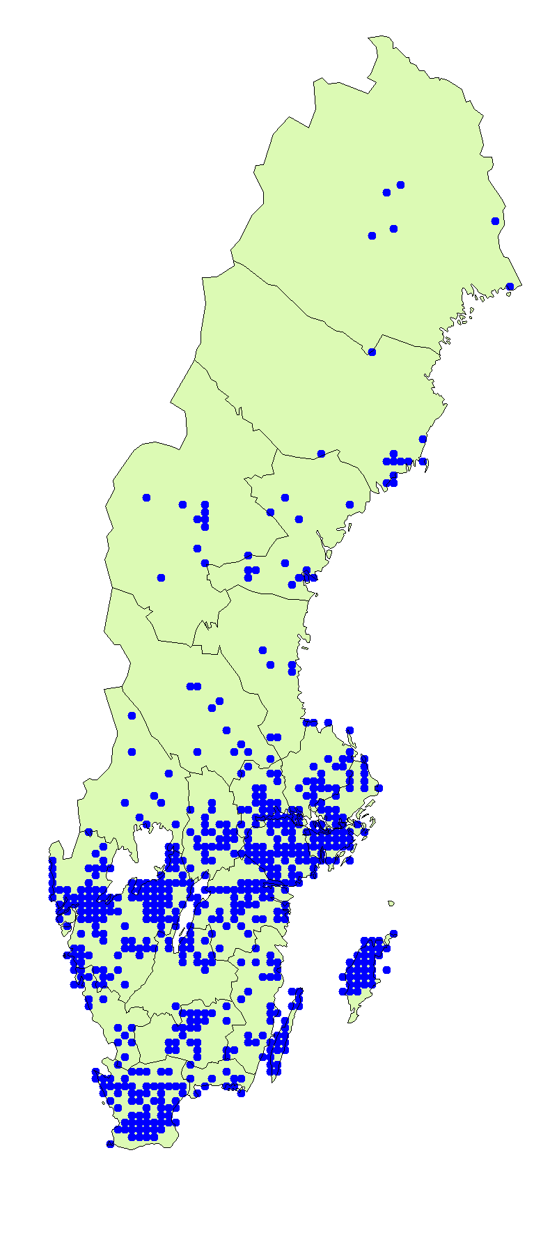 Utbredningskarta för pudrad trattskivling