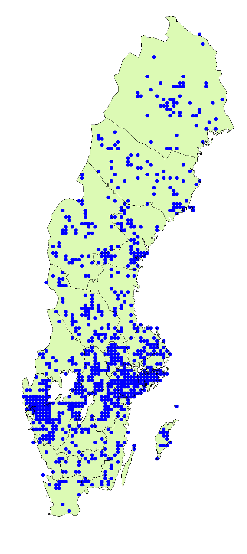 Utbredningskarta för bockspindling