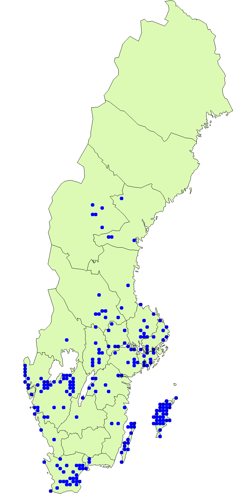 Utbredningskarta för vit hattmurkla