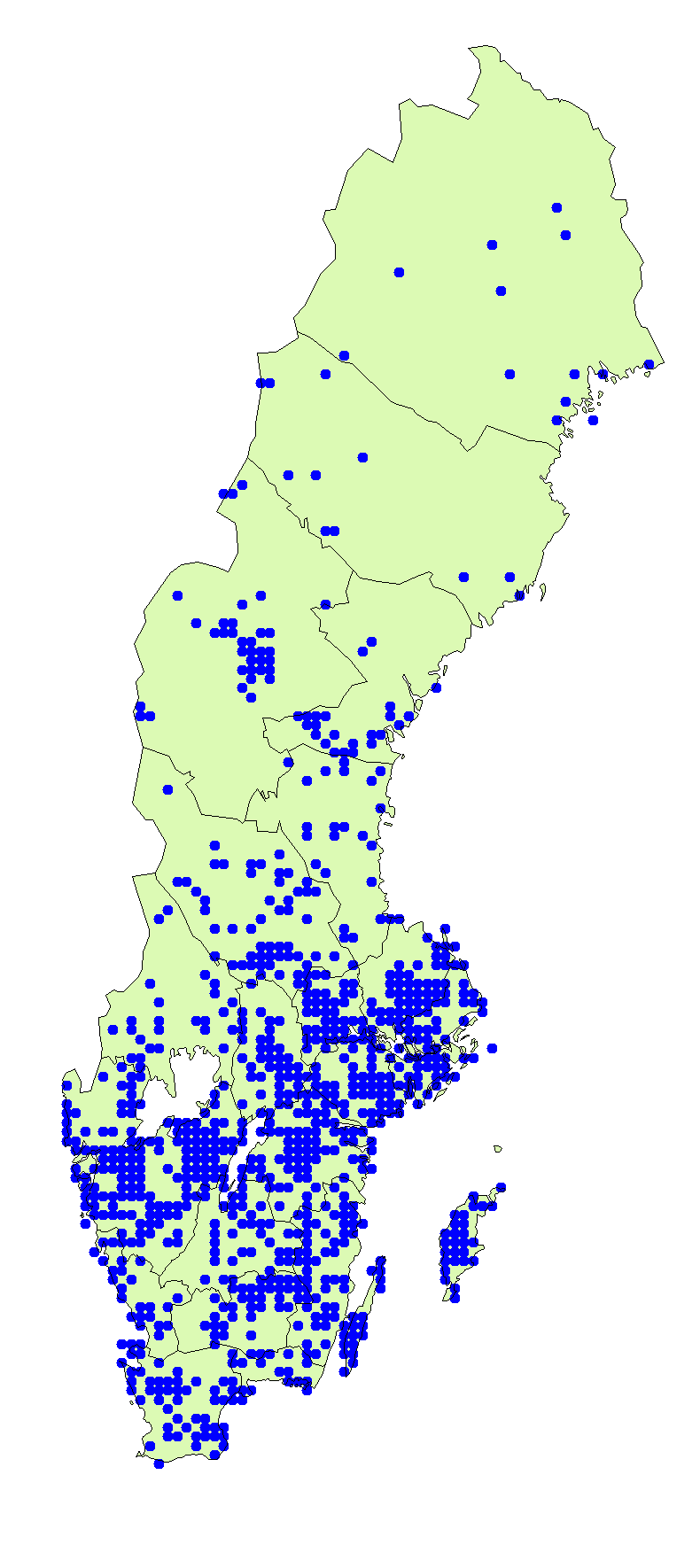 Utbredningskarta för blodvaxskivling