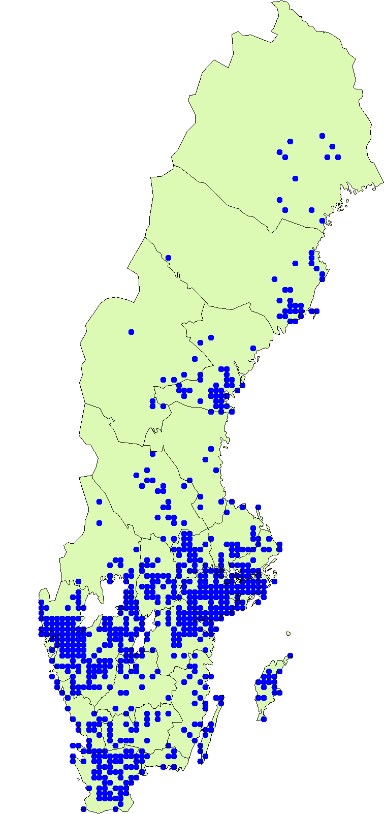 Utbredningskarta för narrkantarell