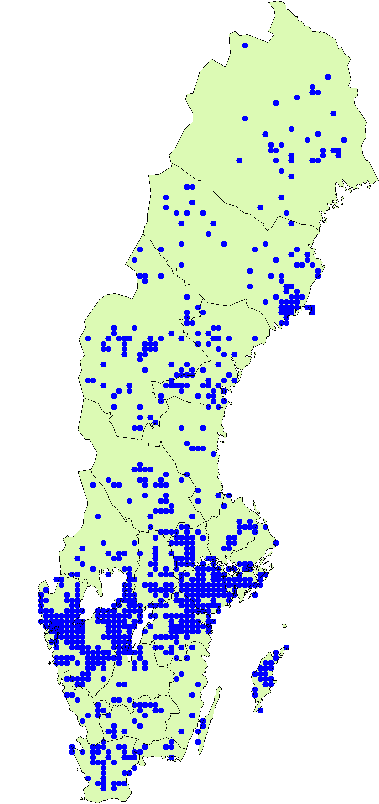 Utbredningskarta för rökslöjskivling