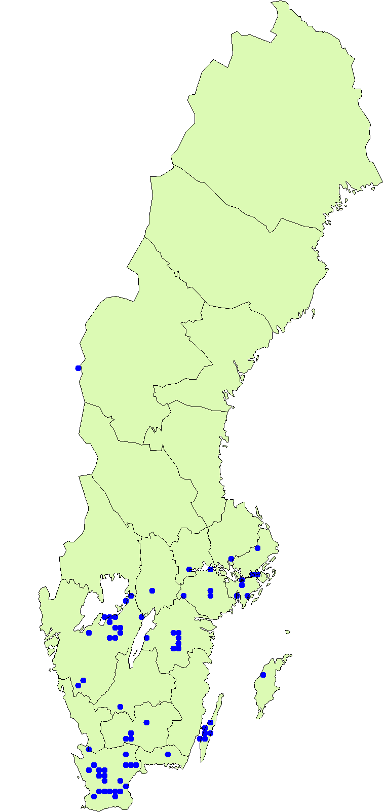 Utbredningskarta för grå kantarell