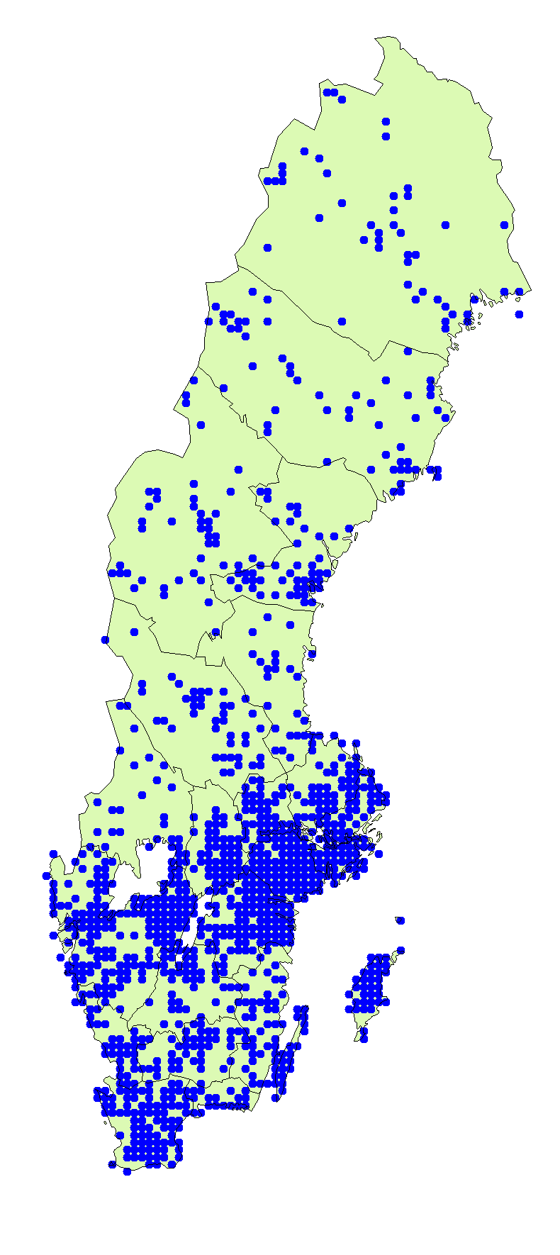 Utbredningskarta för vårtig röksvamp