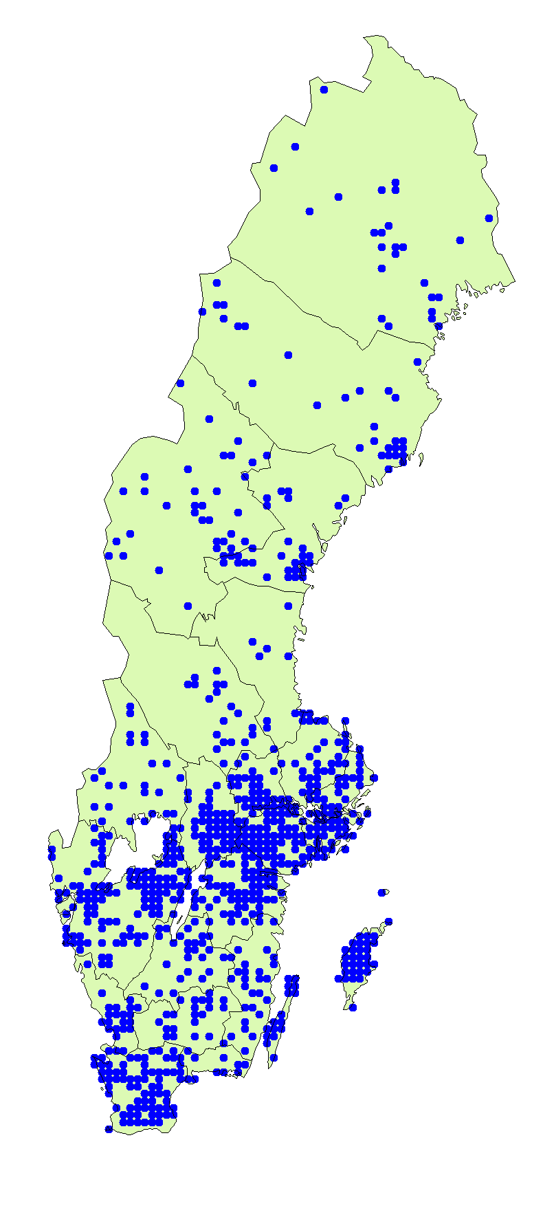 Utbredningskarta för gyttrad röksvamp