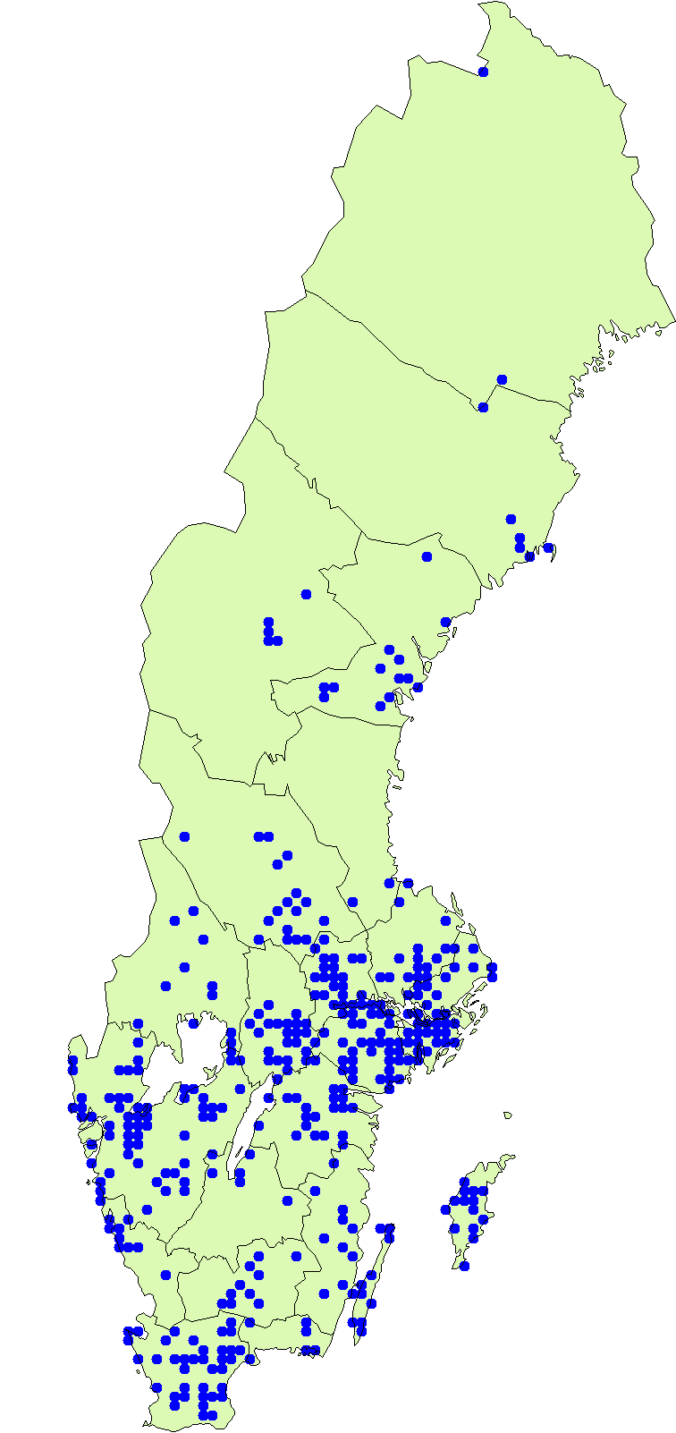Utbredningskarta för rodnande fjällskivling