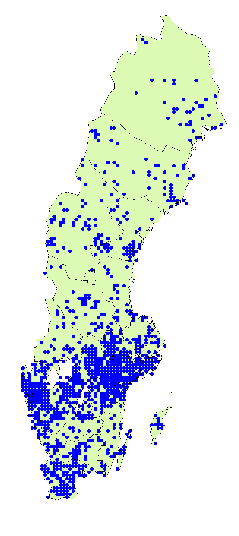 Utbredningskarta för föränderlig tofsskivling