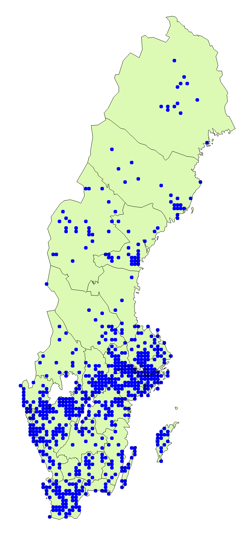 Utbredningskarta för fjällig tofsskivling