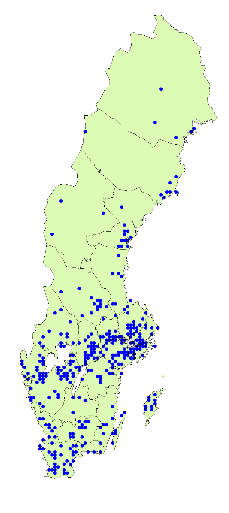 Utbredningskarta för ringmussling