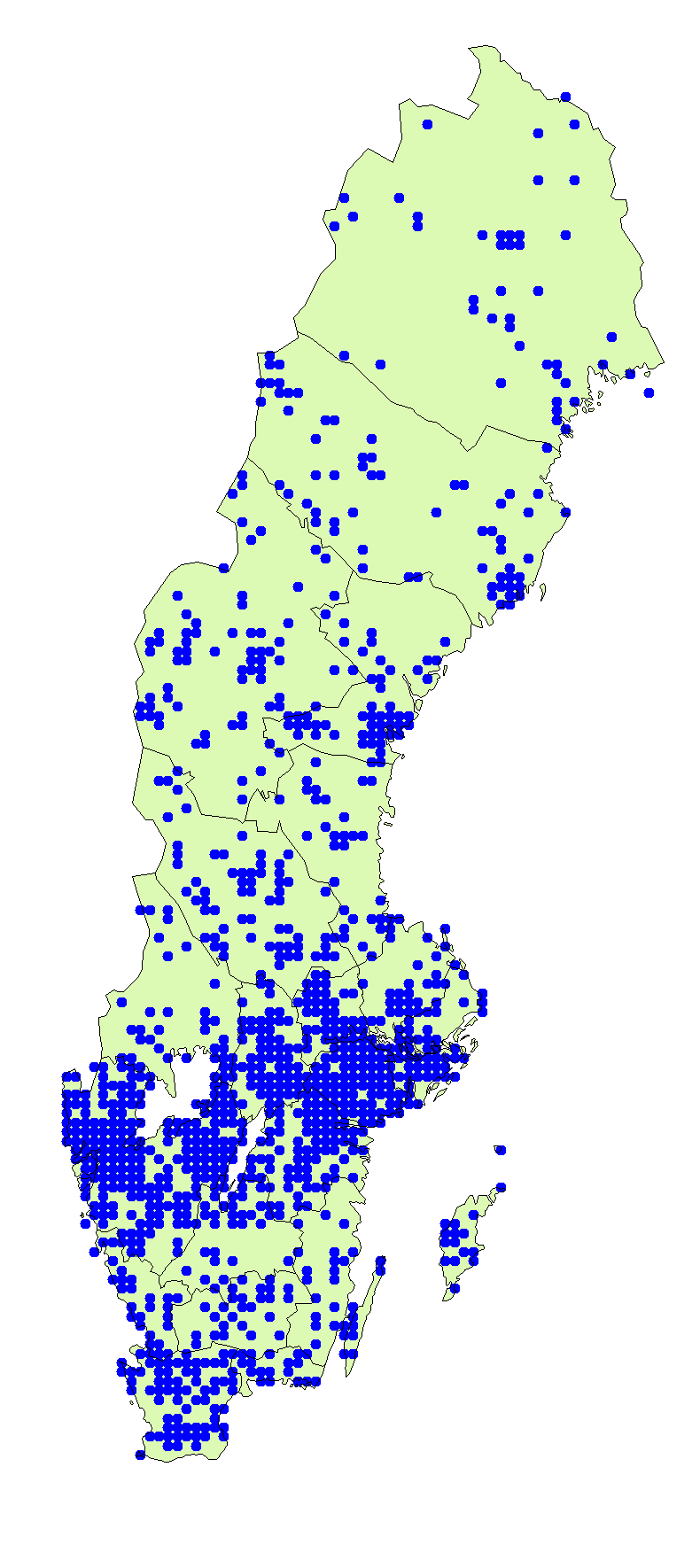 Utbredningskarta för grönkremla