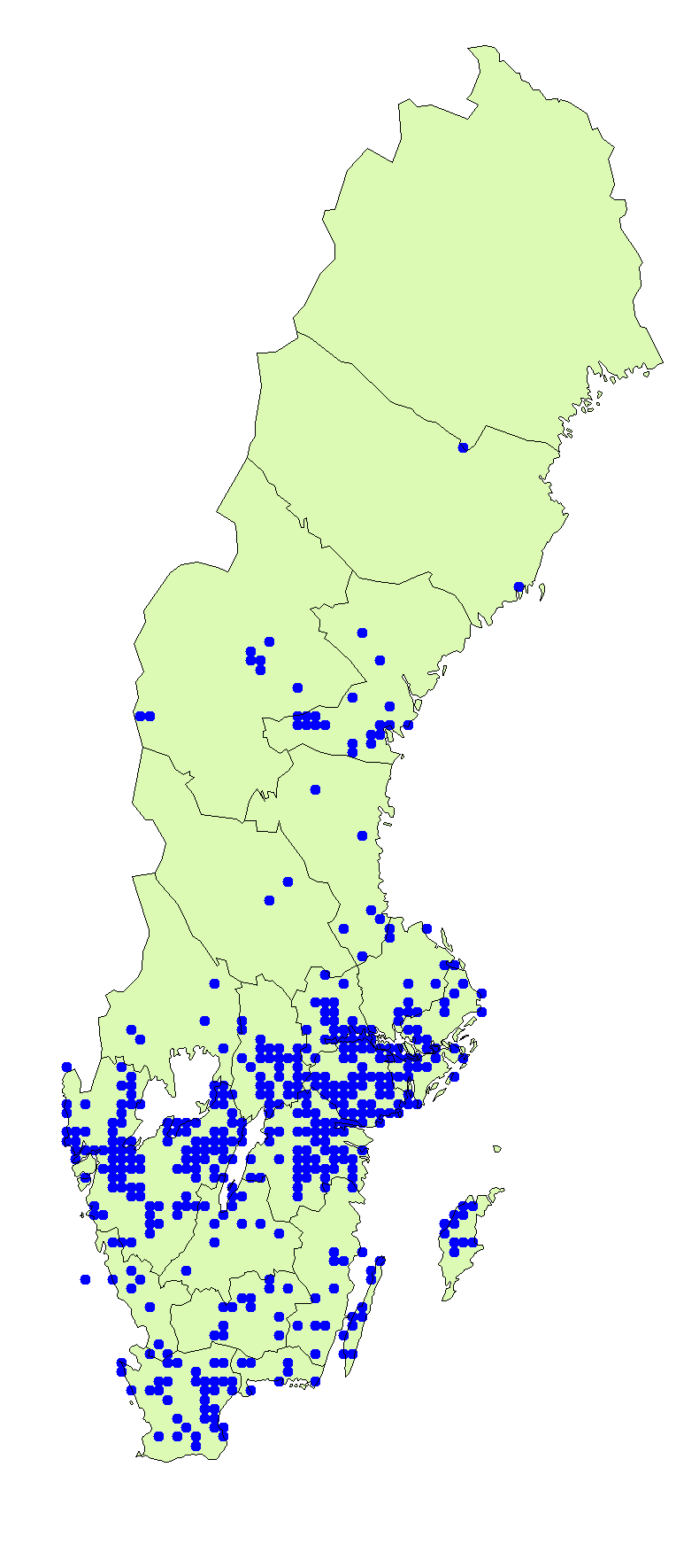 Utbredningskarta för äggkremla
