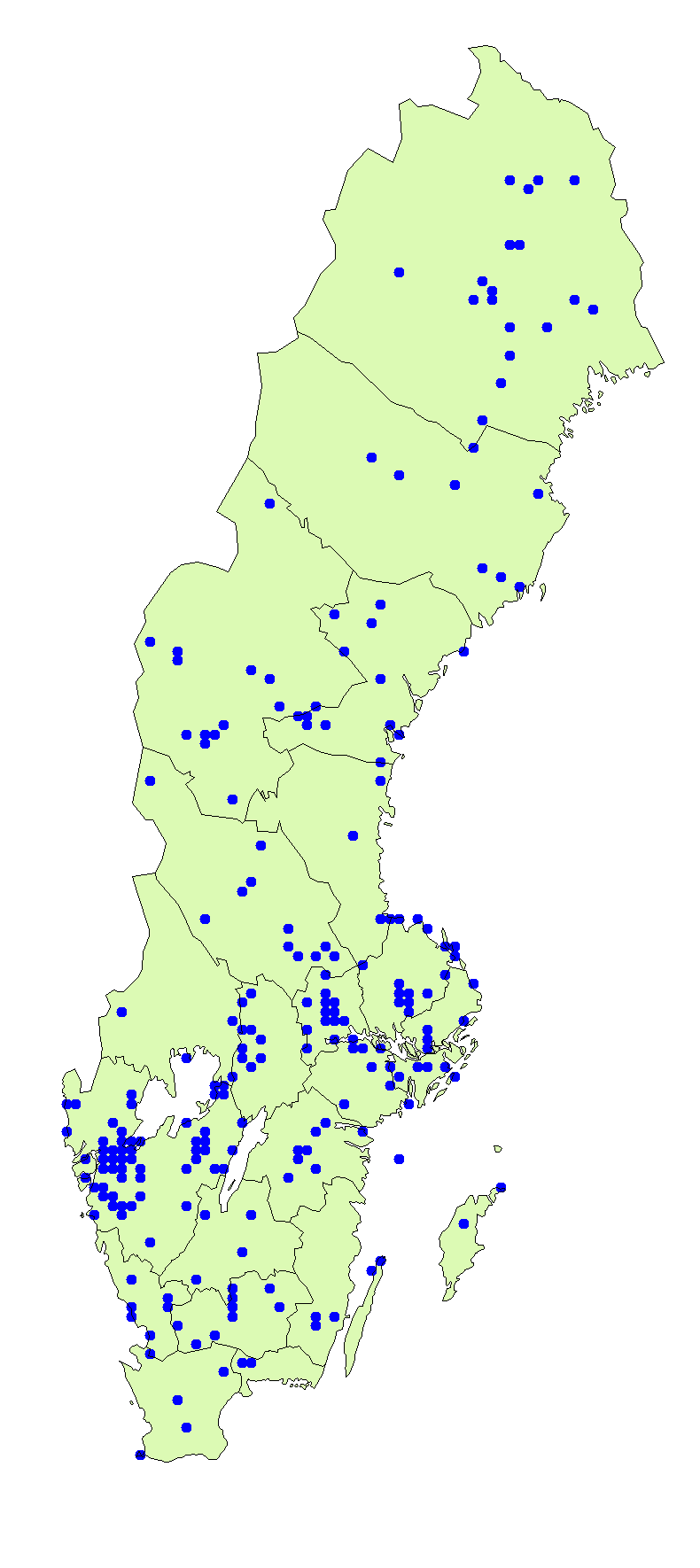 Utbredningskarta för slemsopp