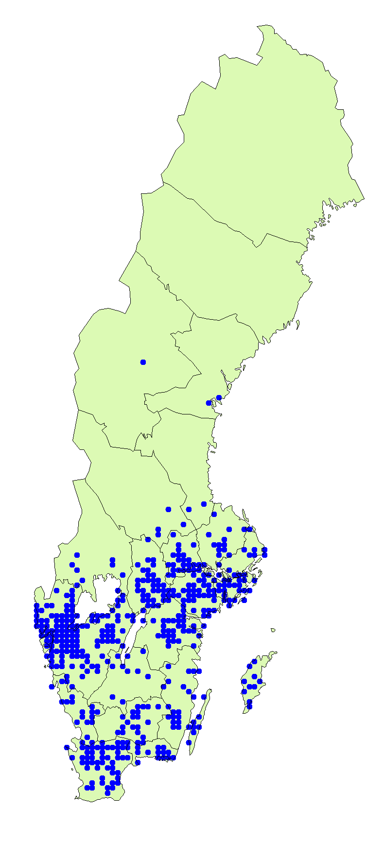 Utbredningskarta för silkesmusseron