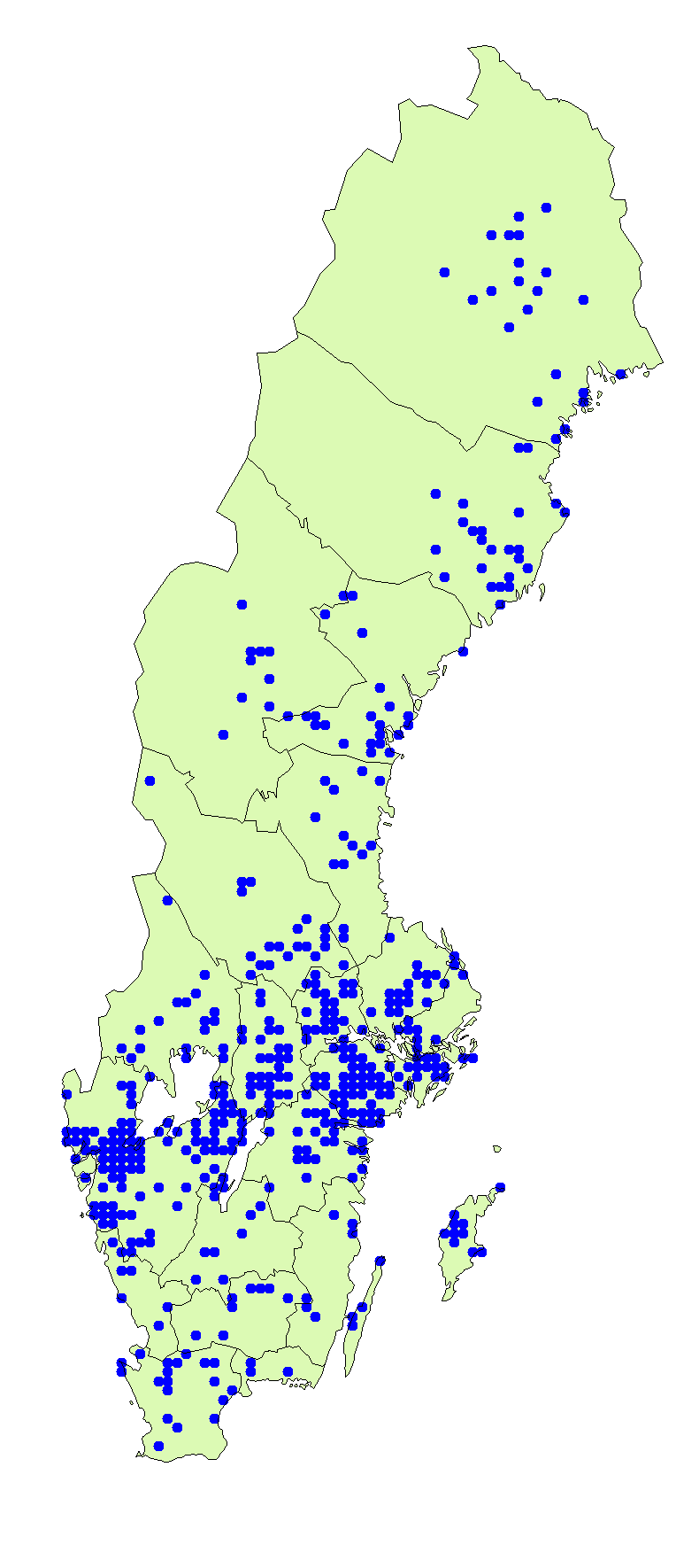 Utbredningskarta för streckmusseron